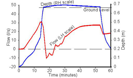 Photograph - Graph of predicted flow and depth with time